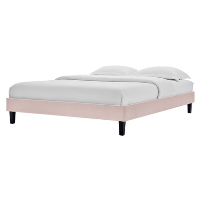 Reign Full Performance Velvet Platform Bed Frame, Velvet, Pink, 21708