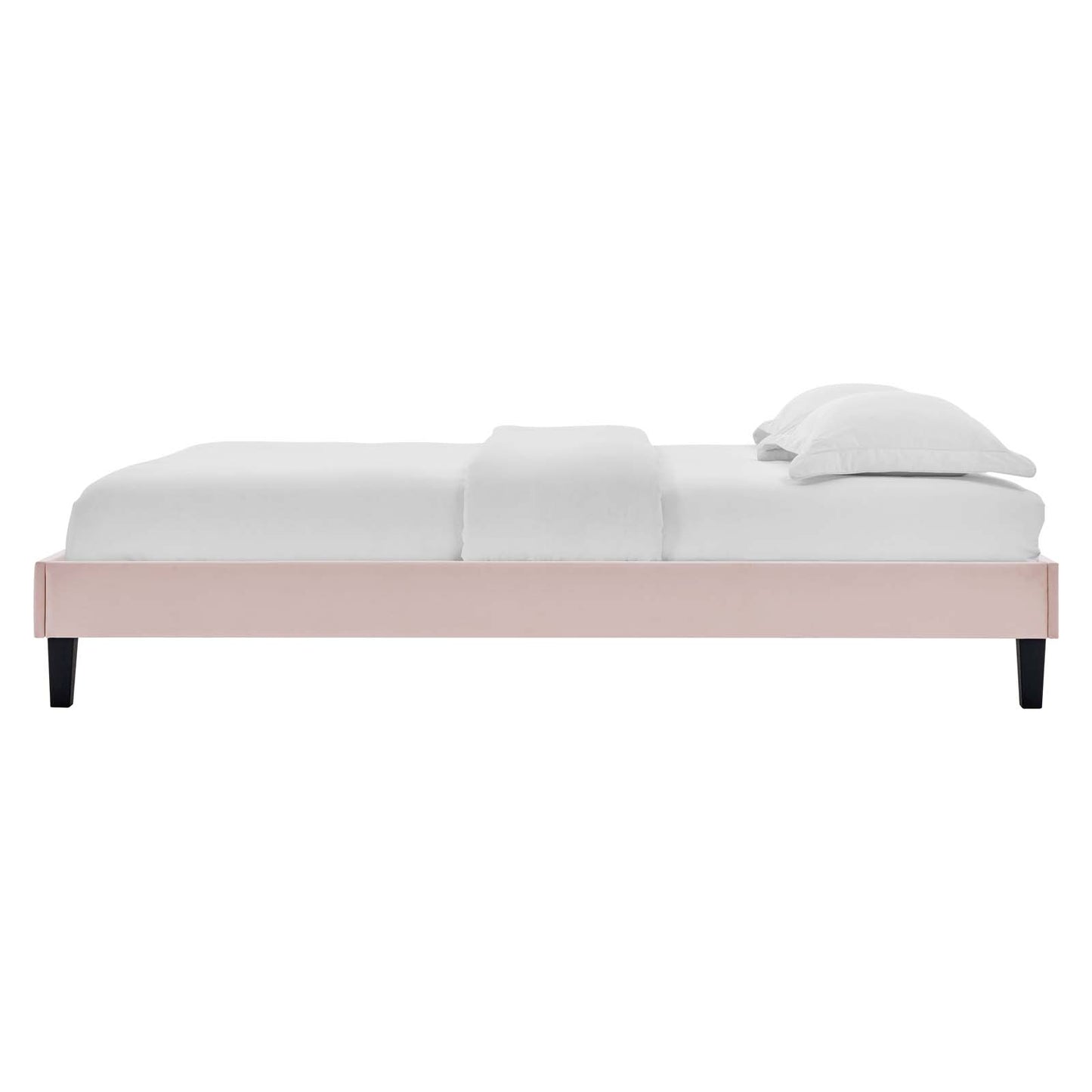 Reign Full Performance Velvet Platform Bed Frame, Velvet, Pink, 21708