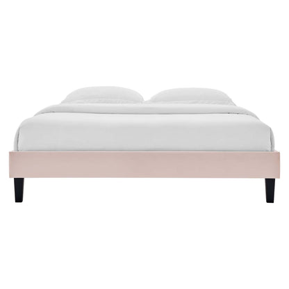 Reign Full Performance Velvet Platform Bed Frame, Velvet, Pink, 21708
