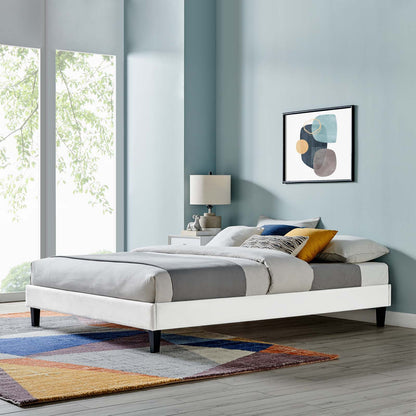 Reign Full Performance Velvet Platform Bed Frame, Velvet, White, 21710