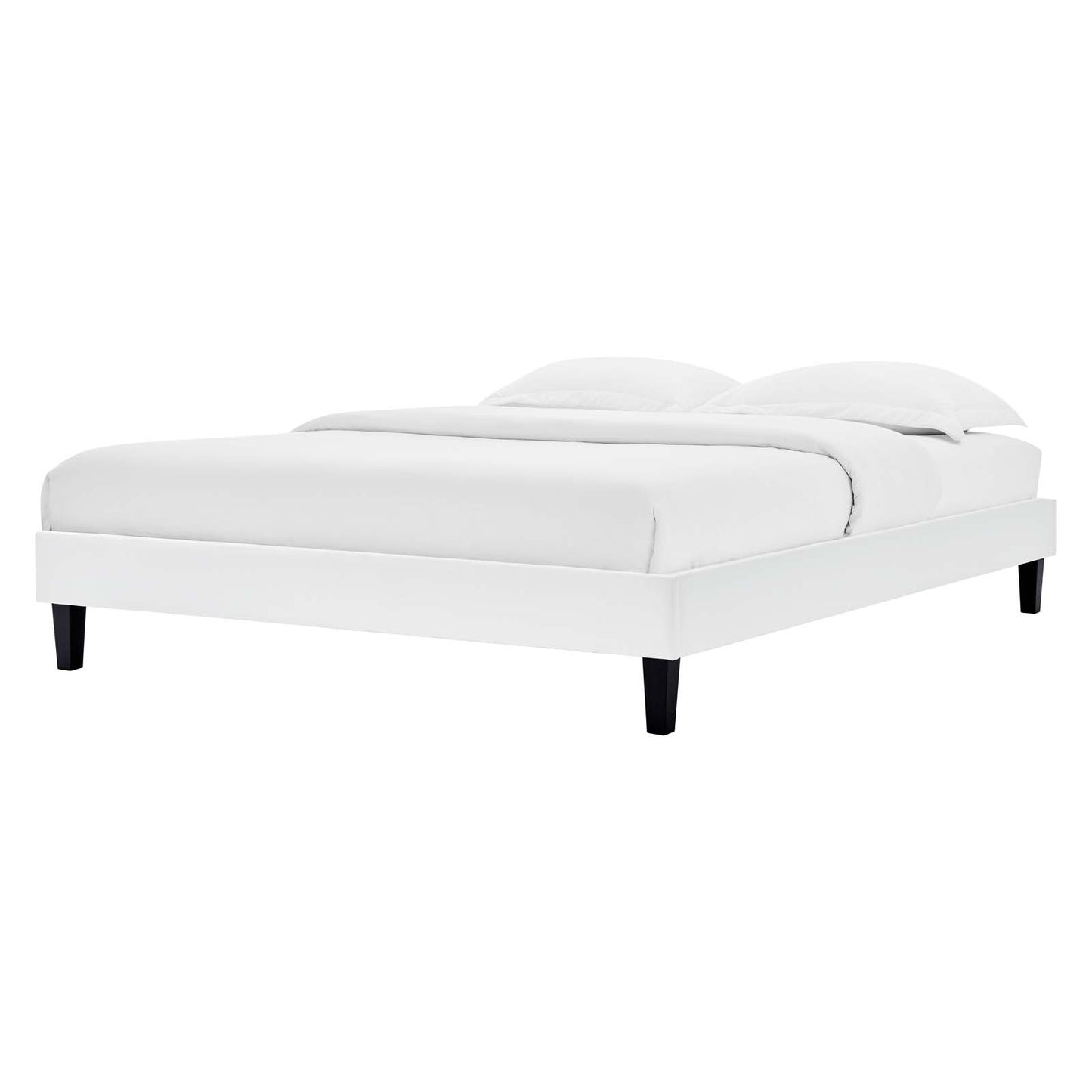 Reign Queen Performance Velvet Platform Bed Frame, Velvet, White, 21718