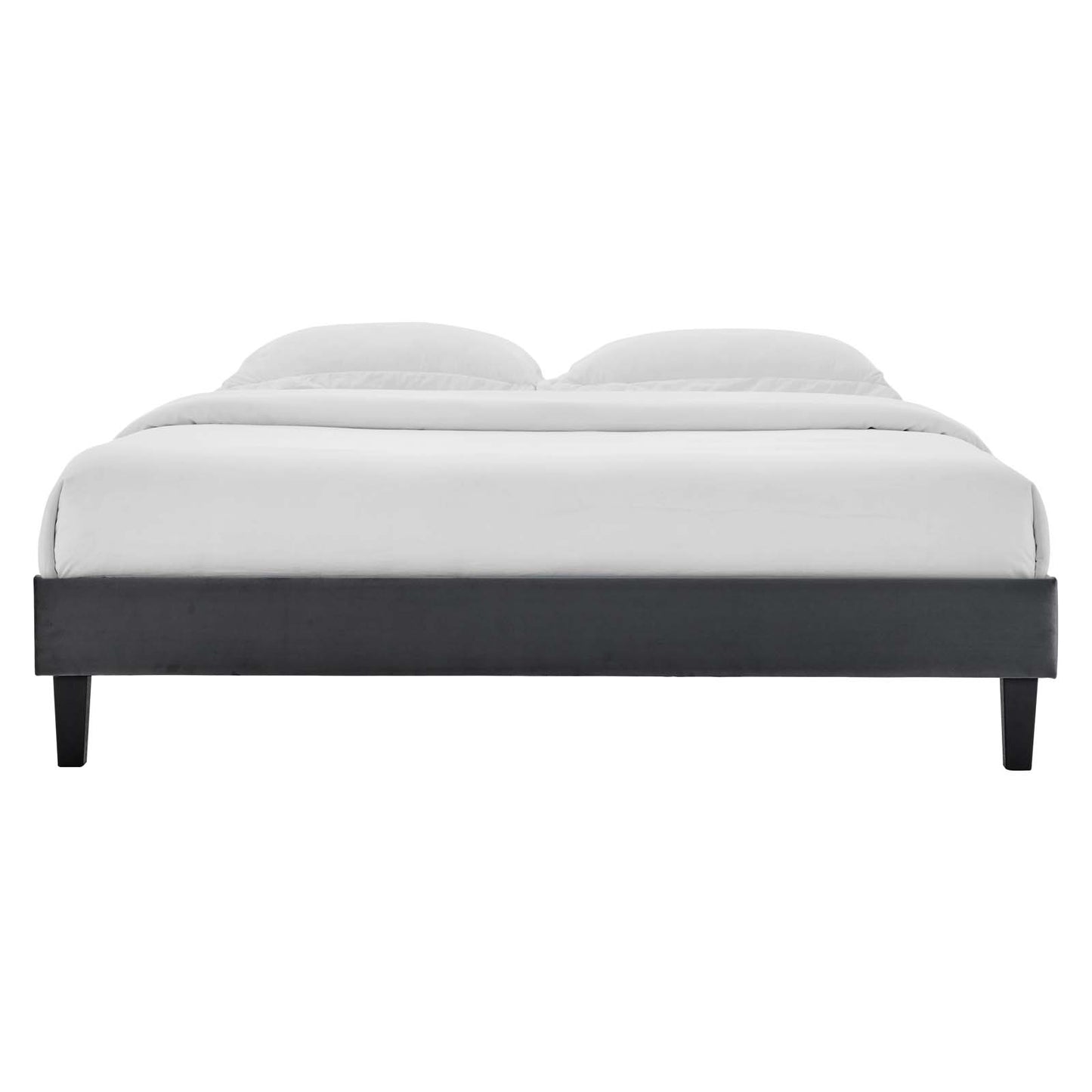 Reign King Performance Velvet Platform Bed Frame, Velvet, Dark Grey Gray, 21719