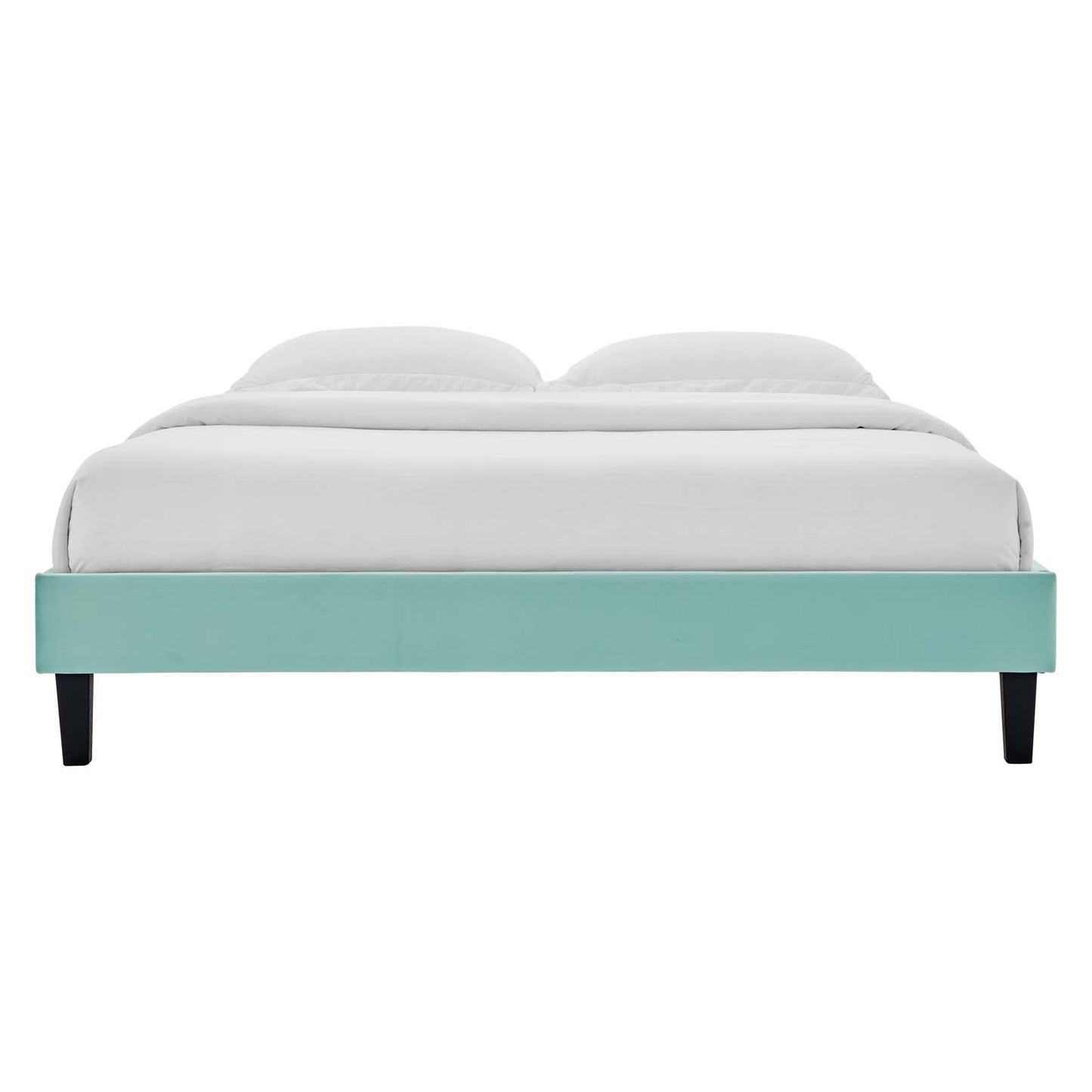 Reign King Performance Velvet Platform Bed Frame, Velvet, Blue, 21722