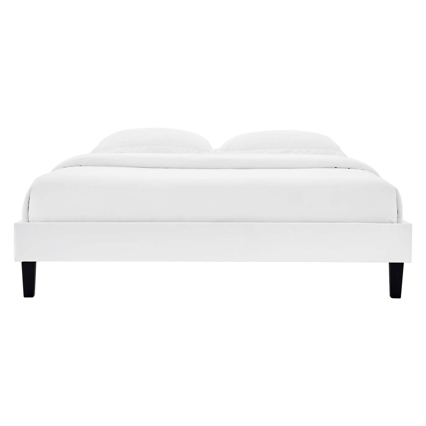 Reign King Performance Velvet Platform Bed Frame, Velvet, White, 21726