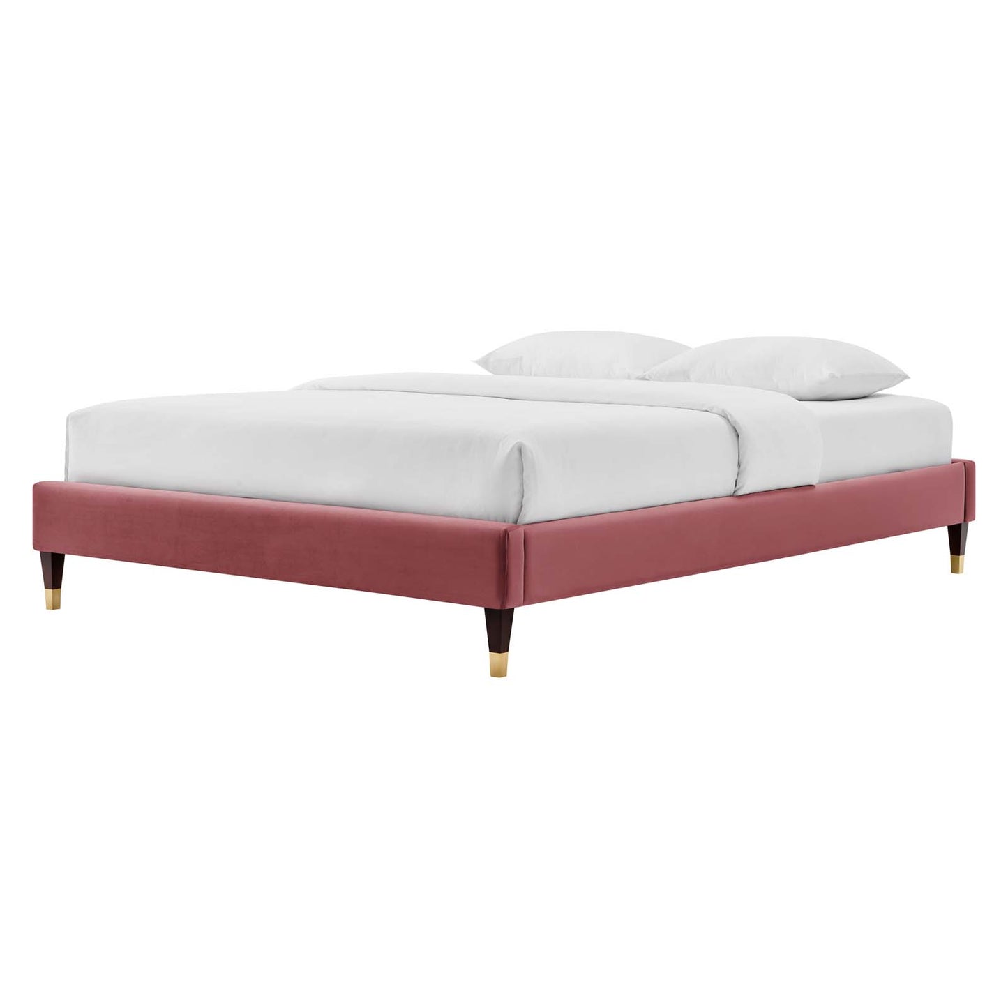 Harlow Twin Performance Velvet Platform Bed Frame, Velvet, Pink, 21728