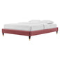 Harlow Twin Performance Velvet Platform Bed Frame, Velvet, Pink, 21728