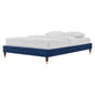 Harlow Twin Performance Velvet Platform Bed Frame, Velvet, Blue Navy, 21731