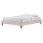 Harlow Twin Performance Velvet Platform Bed Frame, Velvet, Pink, 21732