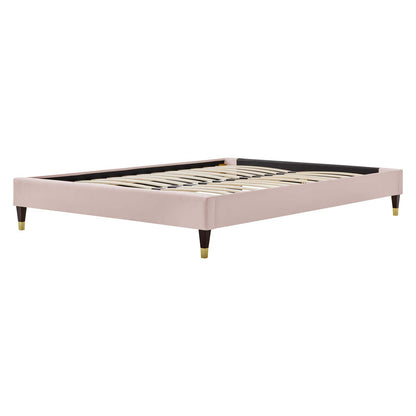 Harlow Twin Performance Velvet Platform Bed Frame, Velvet, Pink, 21732
