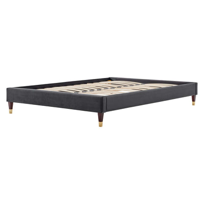 Harlow Full Performance Velvet Platform Bed Frame, Velvet, Dark Grey Gray, 21735