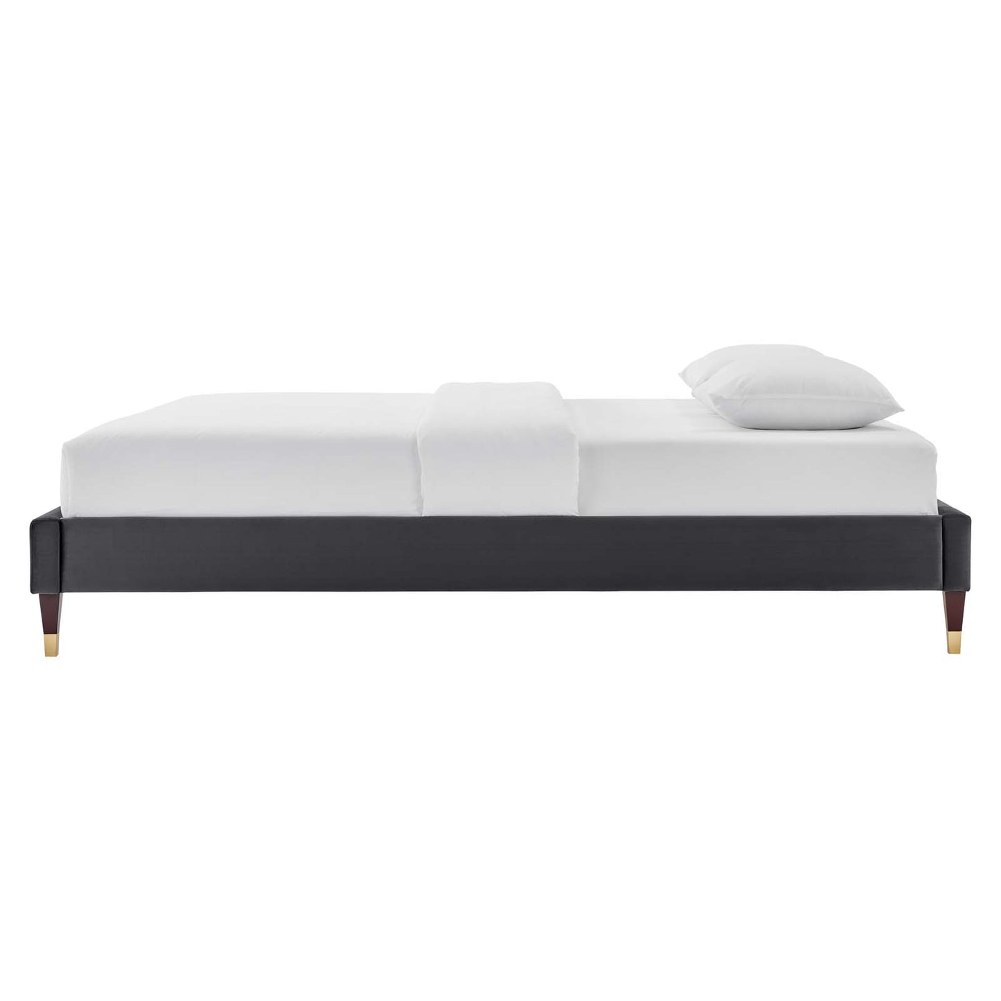 Harlow Full Performance Velvet Platform Bed Frame, Velvet, Dark Grey Gray, 21735