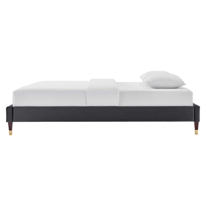 Harlow Full Performance Velvet Platform Bed Frame, Velvet, Dark Grey Gray, 21735