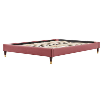 Harlow Full Performance Velvet Platform Bed Frame, Velvet, Pink, 21736