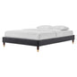 Harlow Queen Performance Velvet Platform Bed Frame, Velvet, Dark Grey Gray, 21743