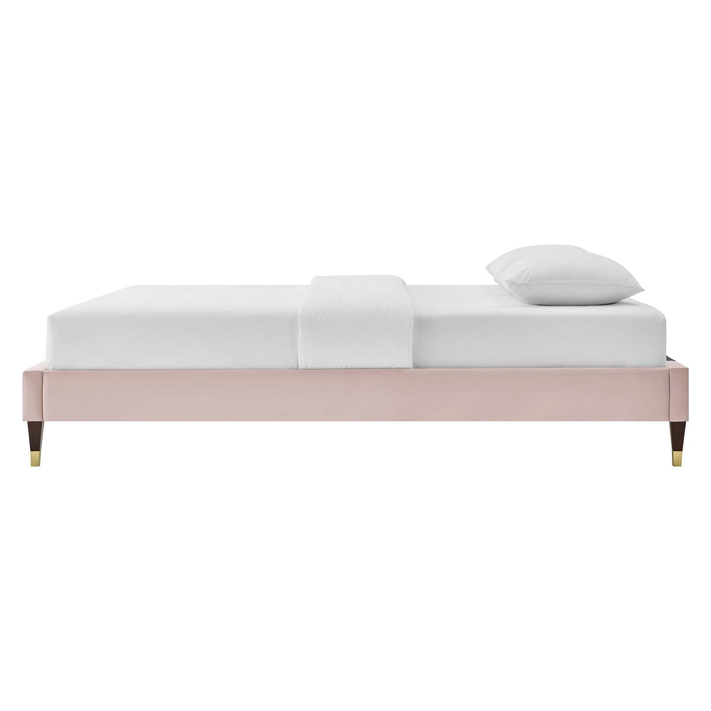 Harlow Queen Performance Velvet Platform Bed Frame, Velvet, Pink, 21748