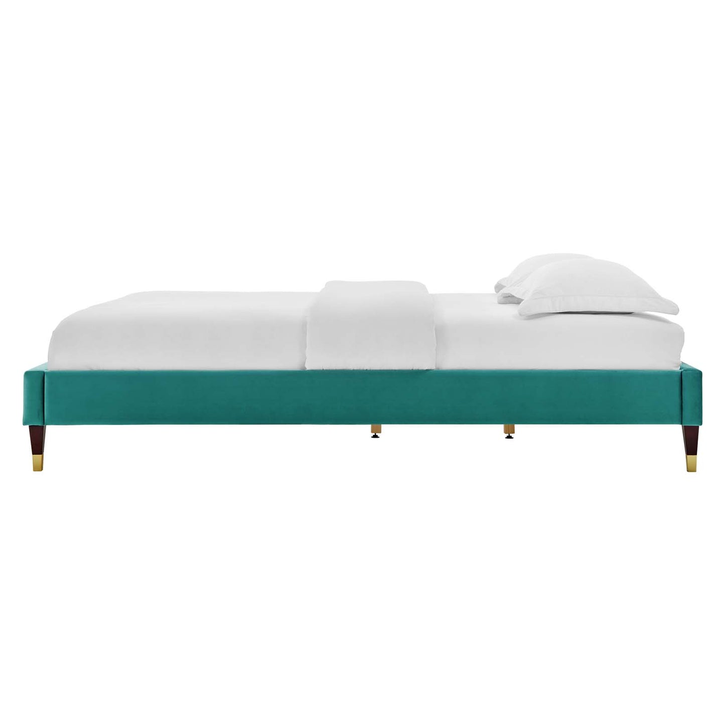 Harlow King Performance Velvet Platform Bed Frame, Velvet, Teal Blue, 21757
