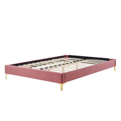 Sutton Queen Performance Velvet Bed Frame, Velvet, Pink, 21760