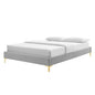 Sutton Queen Performance Velvet Bed Frame, Velvet, Light Grey Gray, 21761