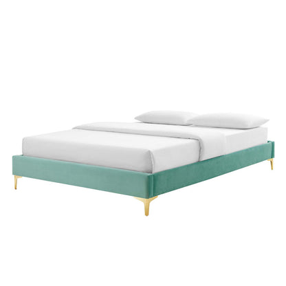 Sutton Queen Performance Velvet Bed Frame, Velvet, Blue, 21762