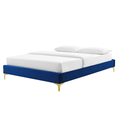 Sutton Queen Performance Velvet Bed Frame, Velvet, Blue Navy, 21763
