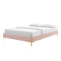 Sutton Queen Performance Velvet Bed Frame, Velvet, Pink, 21764