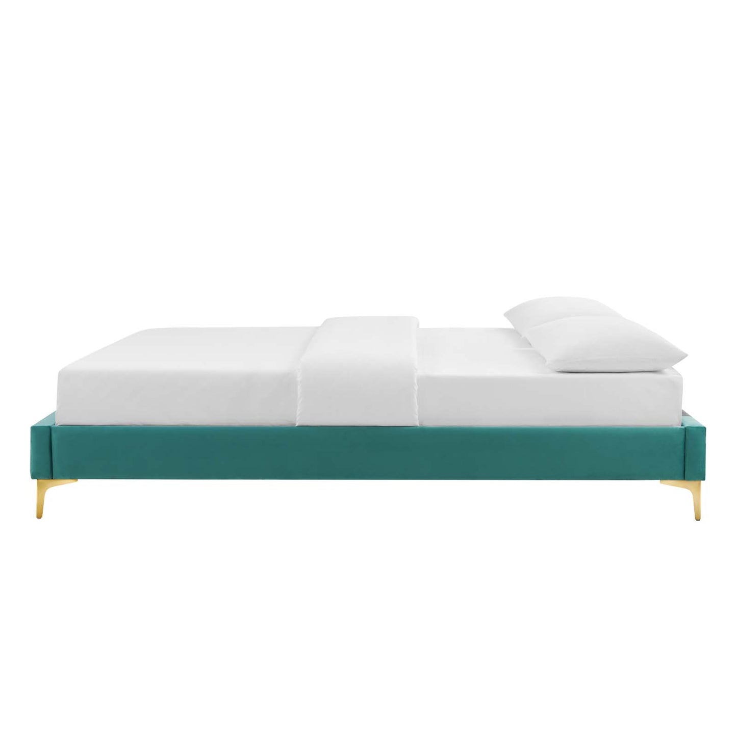 Sutton Queen Performance Velvet Bed Frame, Velvet, Teal Blue, 21765
