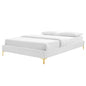 Sutton Queen Performance Velvet Bed Frame, Velvet, White, 21766