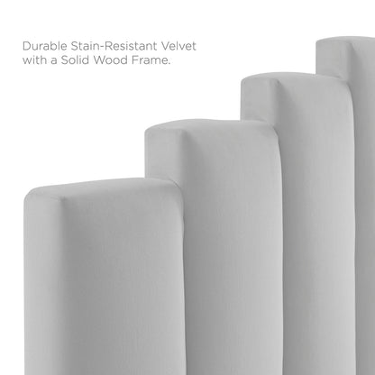 Noelle Performance Velvet Twin Headboard, Velvet, Light Grey Gray, 21769