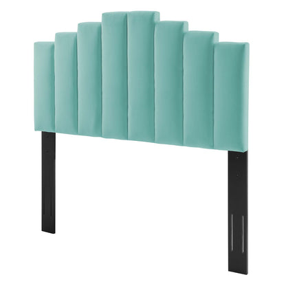 Noelle Performance Velvet Twin Headboard, Velvet, Blue, 21770