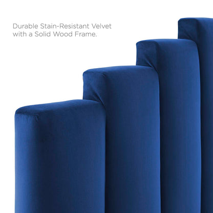 Noelle Performance Velvet Twin Headboard, Velvet, Blue Navy, 21771