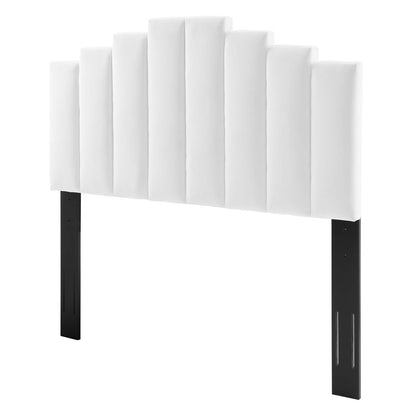 Noelle Performance Velvet Twin Headboard, Velvet, White, 21774