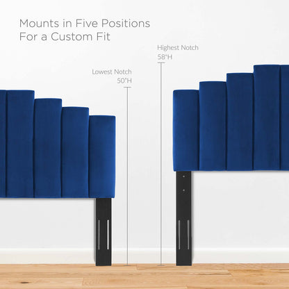 Noelle Performance Velvet King/California King Headboard, Velvet, Blue Navy, 21787