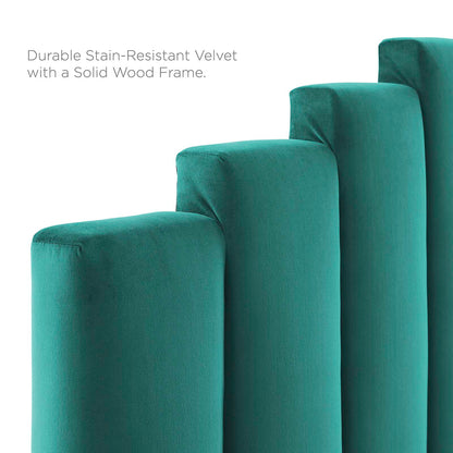 Noelle Performance Velvet King/California King Headboard, Velvet, Teal Blue, 21789