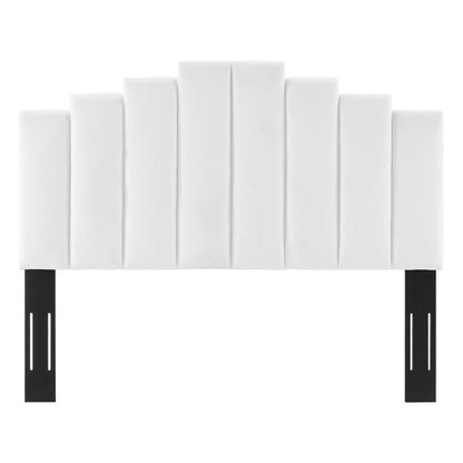 Noelle Performance Velvet King/California King Headboard, Velvet, White, 21790