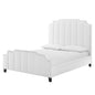 Lucille Queen Performance Velvet Platform Bed, Velvet, White, 21798