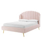 Lana Queen Performance Velvet Wingback Platform Bed, Velvet, Pink, 21802