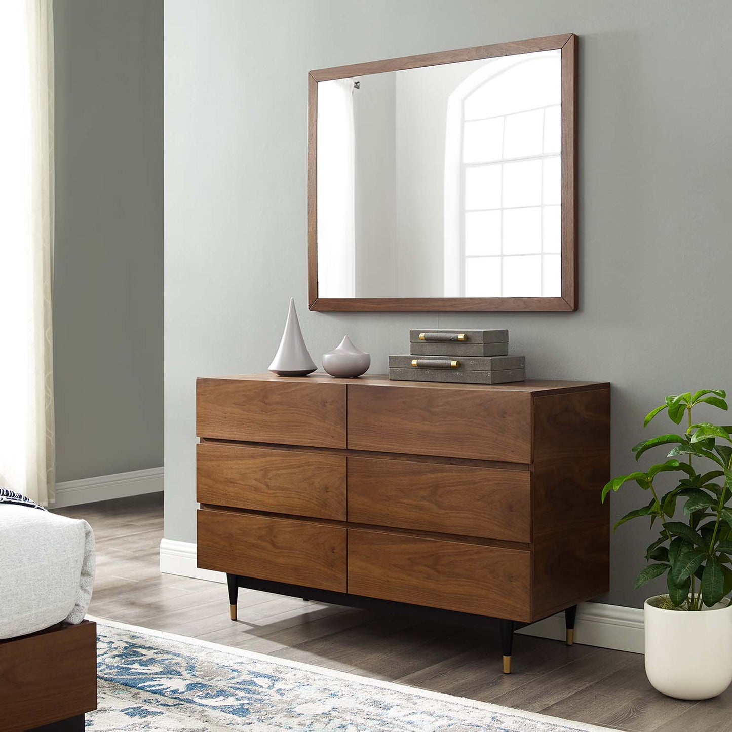 Caima 2 Piece Bedroom Set, Wood, Brown Walnut, 21804
