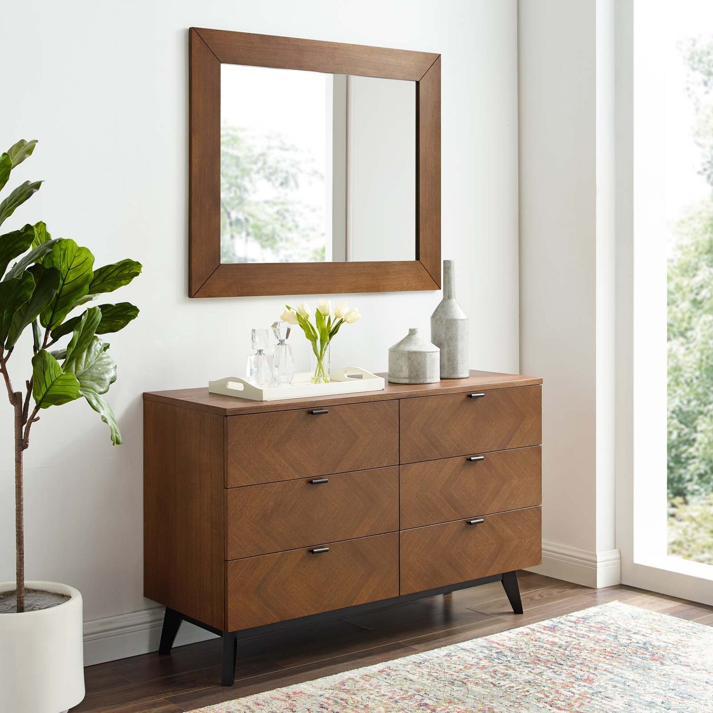 Kali 2 Piece Bedroom Set, Wood, Brown Walnut, 21805