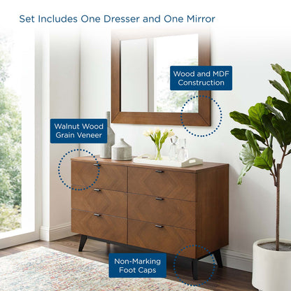Kali 2 Piece Bedroom Set, Wood, Brown Walnut, 21805