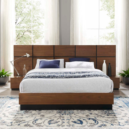 Caima 3 Piece Queen Bedroom Set, Wood, Brown Walnut, 21806