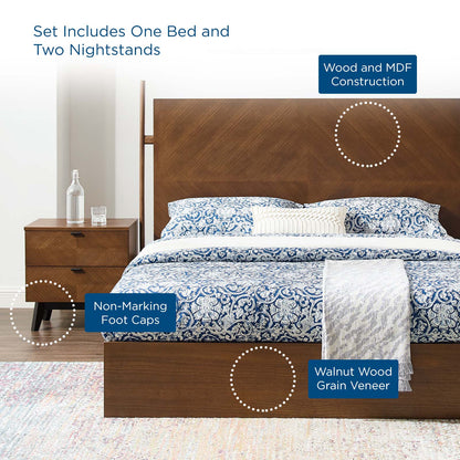 Kali 3-Piece Bedroom Set, Wood, Brown Walnut, 21807