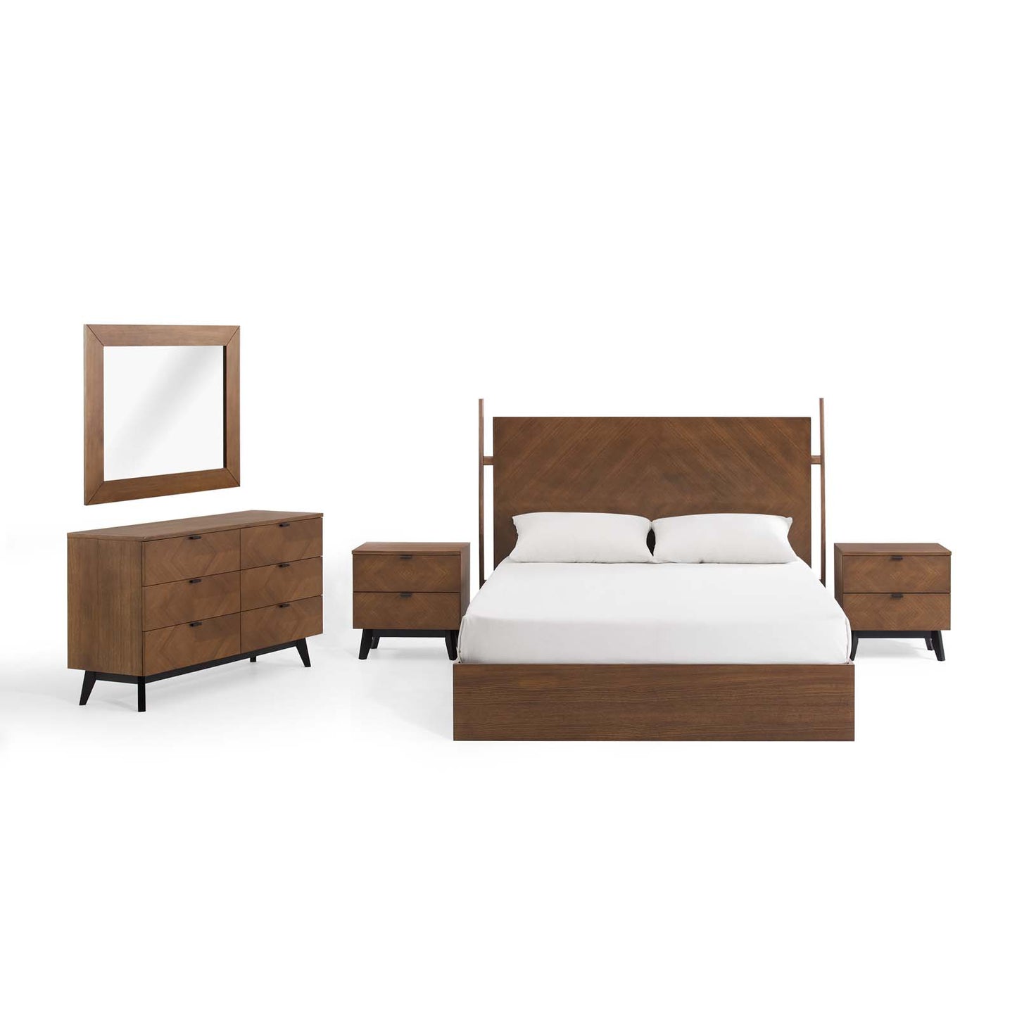 Kali 5-Piece Bedroom Set, Wood, Brown Walnut, 21810