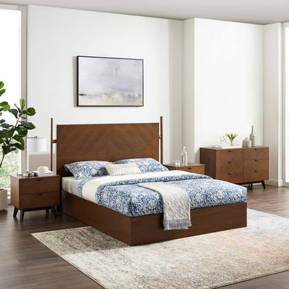Kali 4-Piece Bedroom Set, Wood, Brown Walnut, 21811
