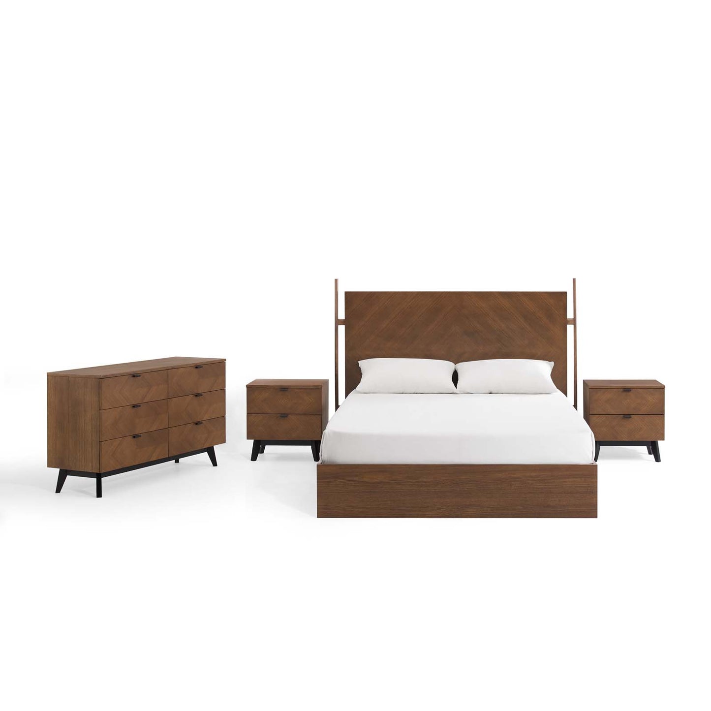 Kali 4-Piece Bedroom Set, Wood, Brown Walnut, 21811