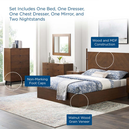 Kali 6-Piece Bedroom Set, Wood, Brown Walnut, 21814