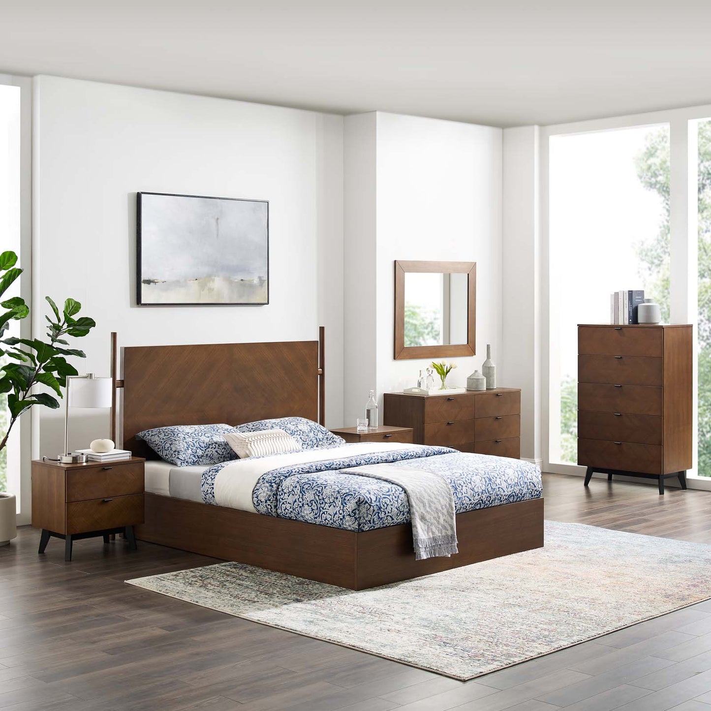 Kali 6-Piece Bedroom Set, Wood, Brown Walnut, 21814