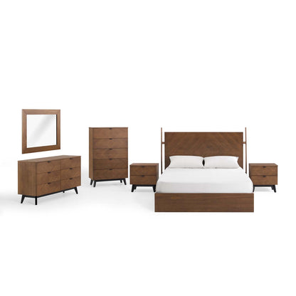 Kali 6-Piece Bedroom Set, Wood, Brown Walnut, 21814