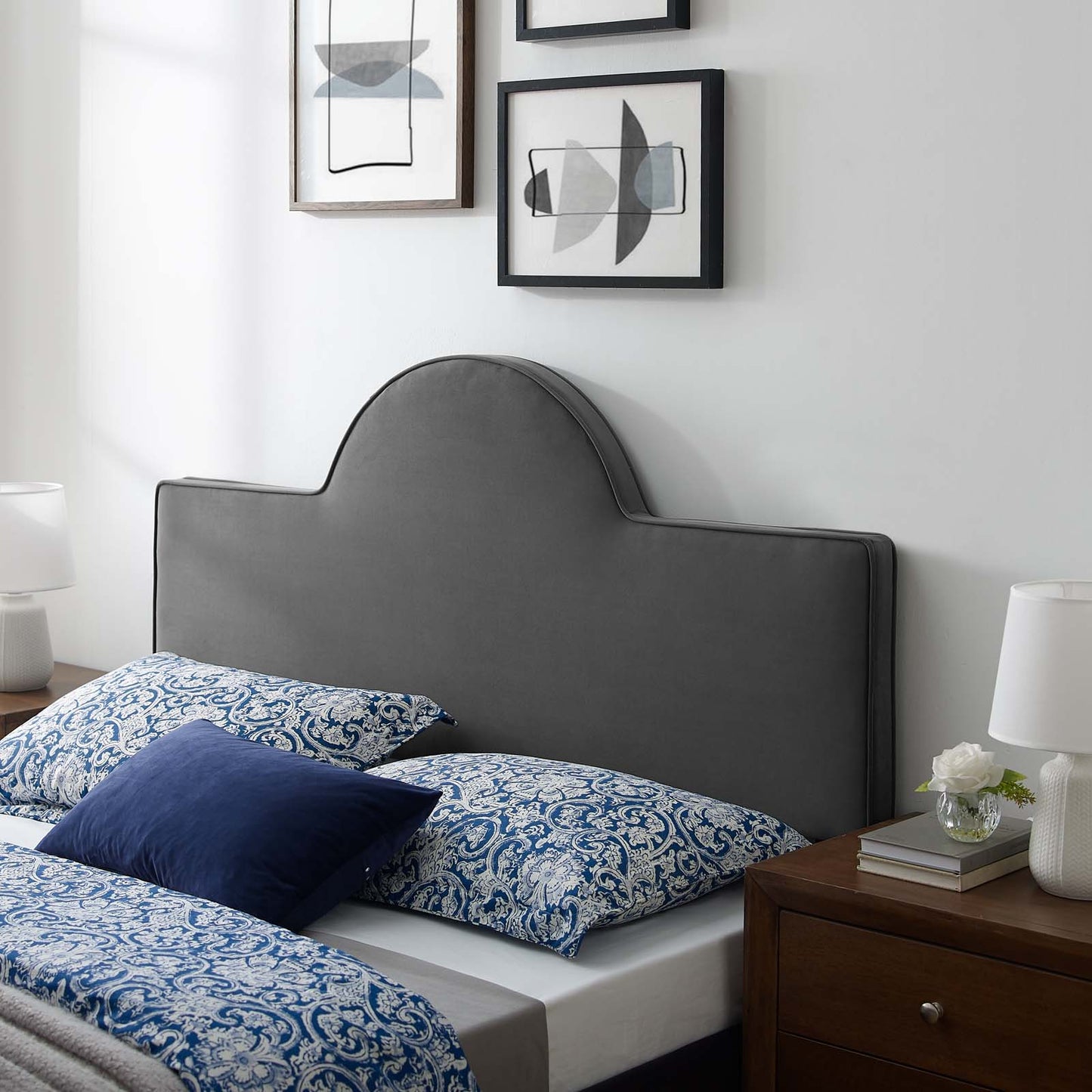 Dawn Twin Performance Velvet Headboard, Velvet, Dark Grey Gray, 21815