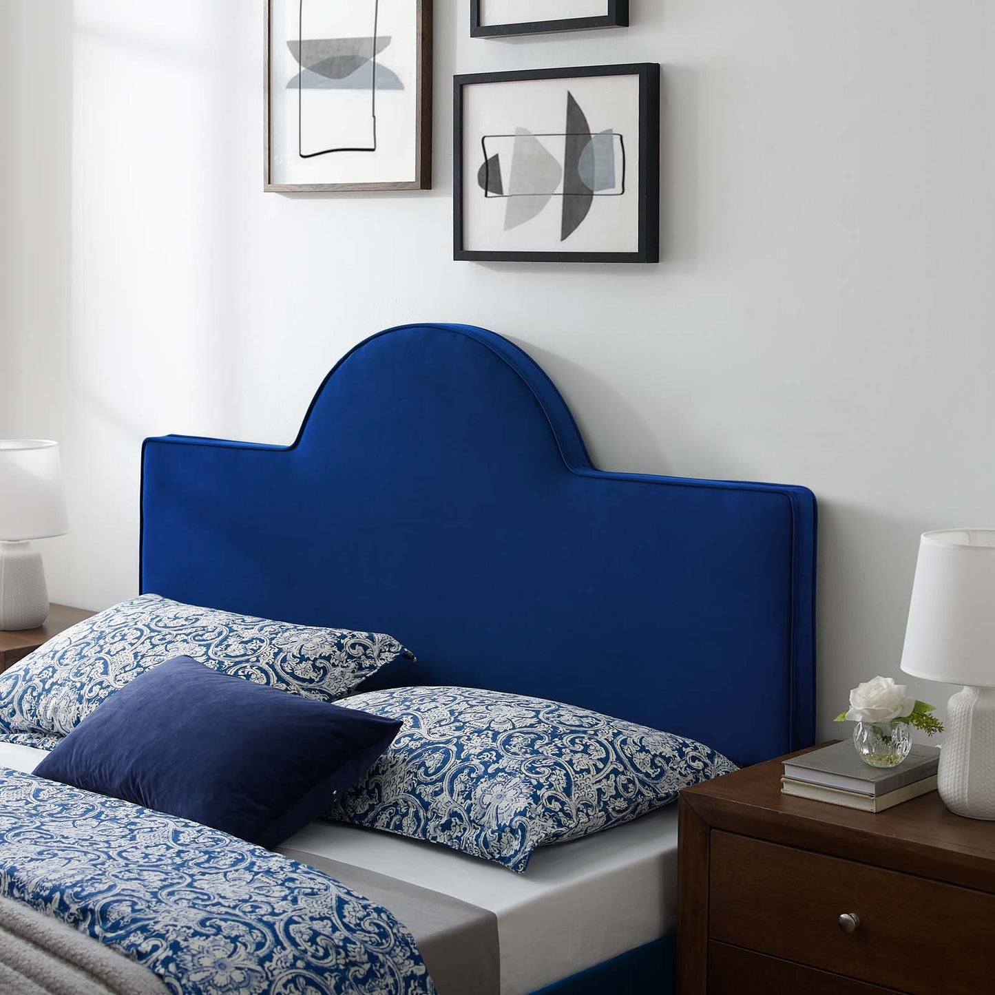 Dawn Twin Performance Velvet Headboard, Velvet, Blue Navy, 21819