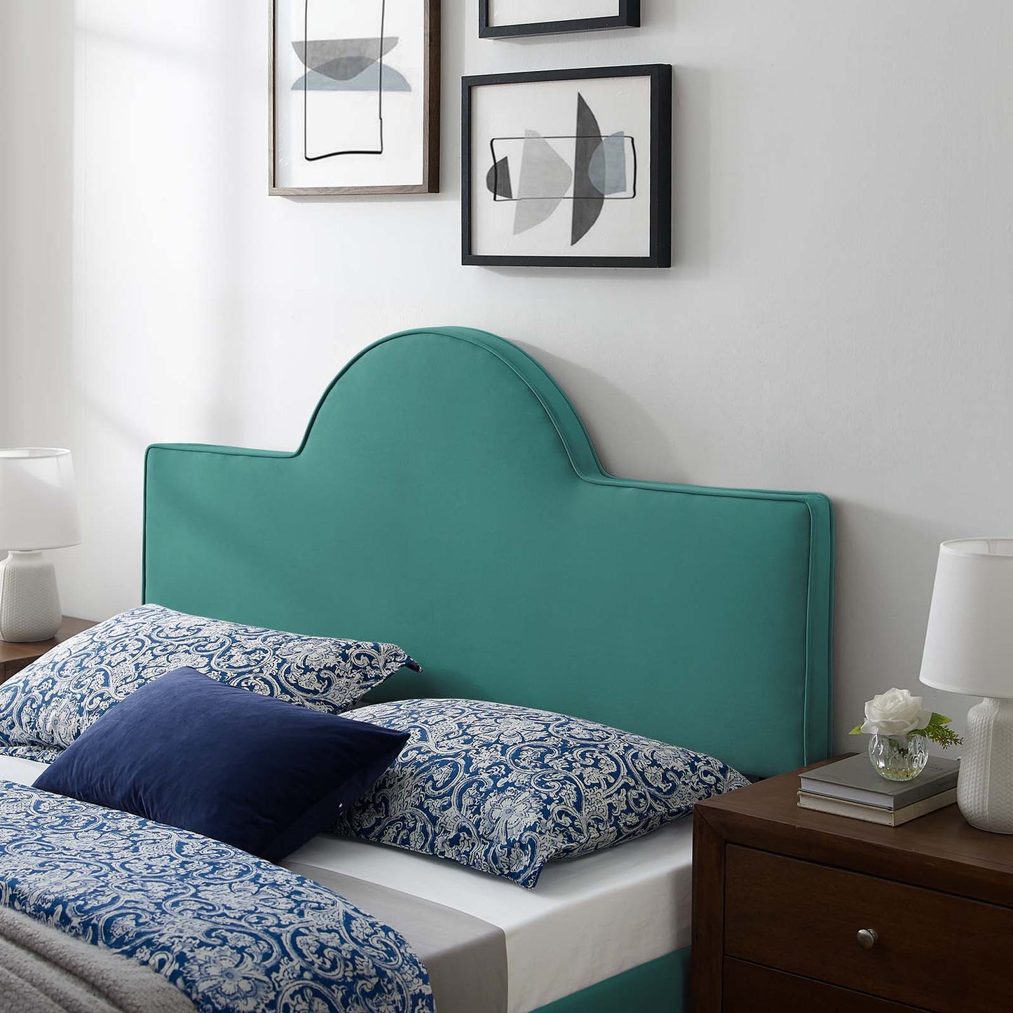 Dawn Twin Performance Velvet Headboard, Velvet, Teal Blue, 21821